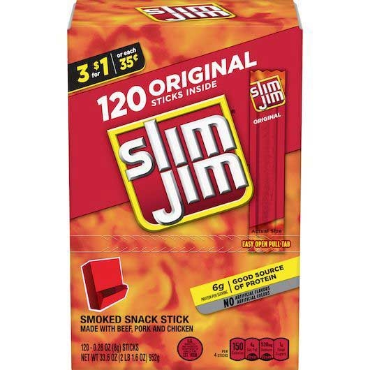Slim Jim Original Flavor Meat Stick, 0.28 Ounce -- 240 per case
