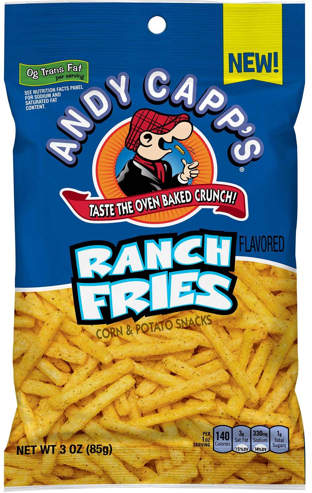Andy Capp's Ranch Fries Corn And Potato Snacks, 3 Ounce -- 12 Per Case