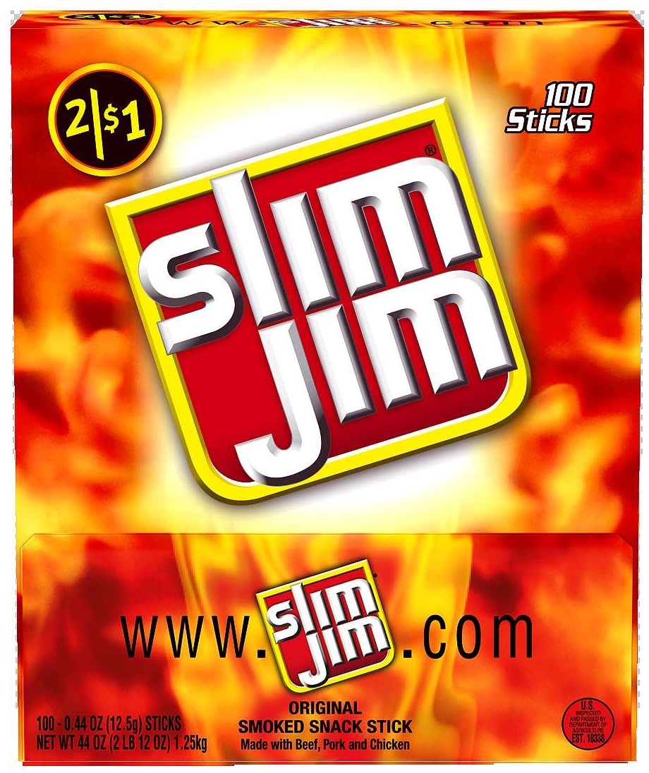 Slim Jim 2 For 1 Dollar Meat Stick, 100 Count Per Box -- 4 Per Case