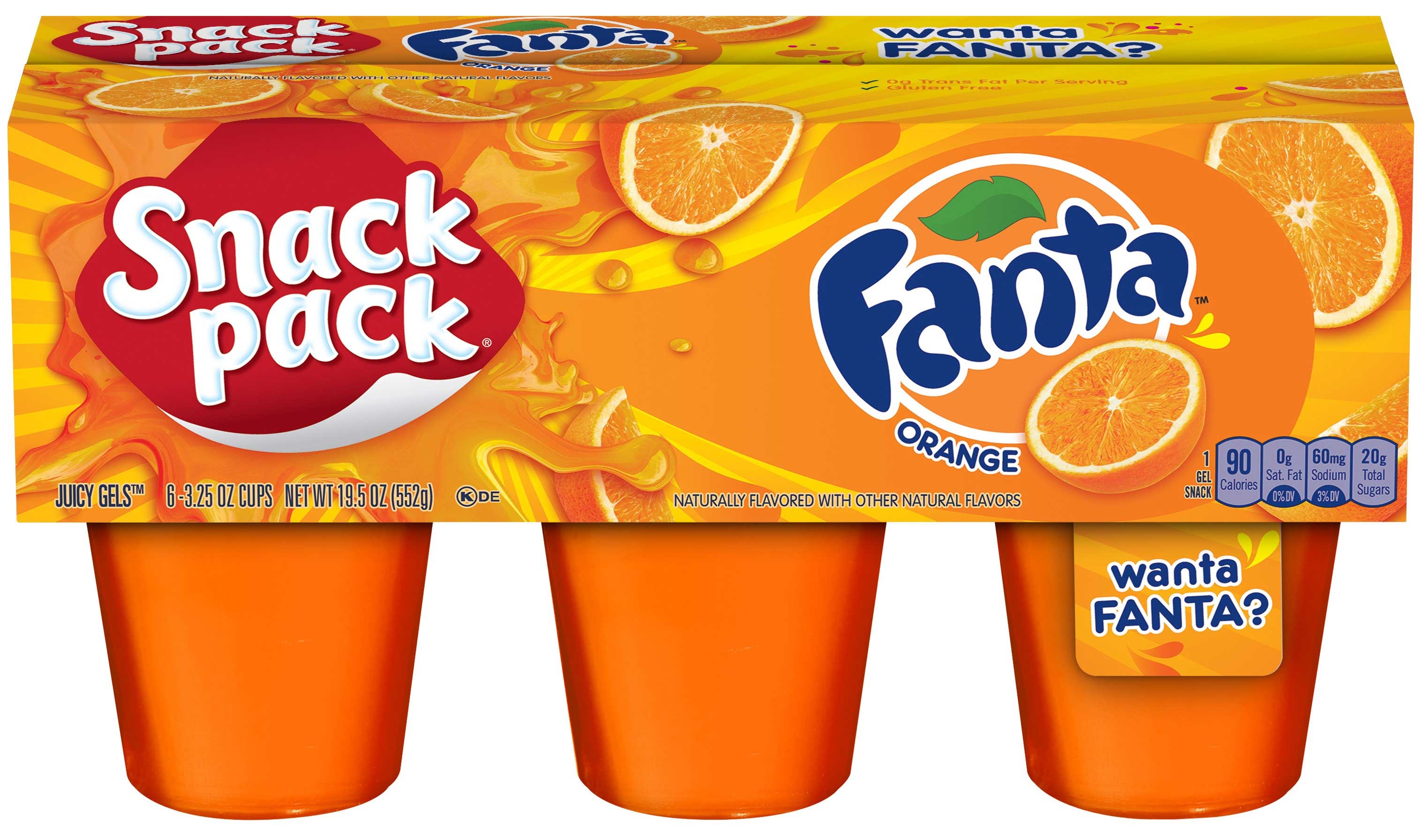 Snack Pack Fanta Orange Juicy Gel Cups, 19.5 Ounce -- 8 Per Case