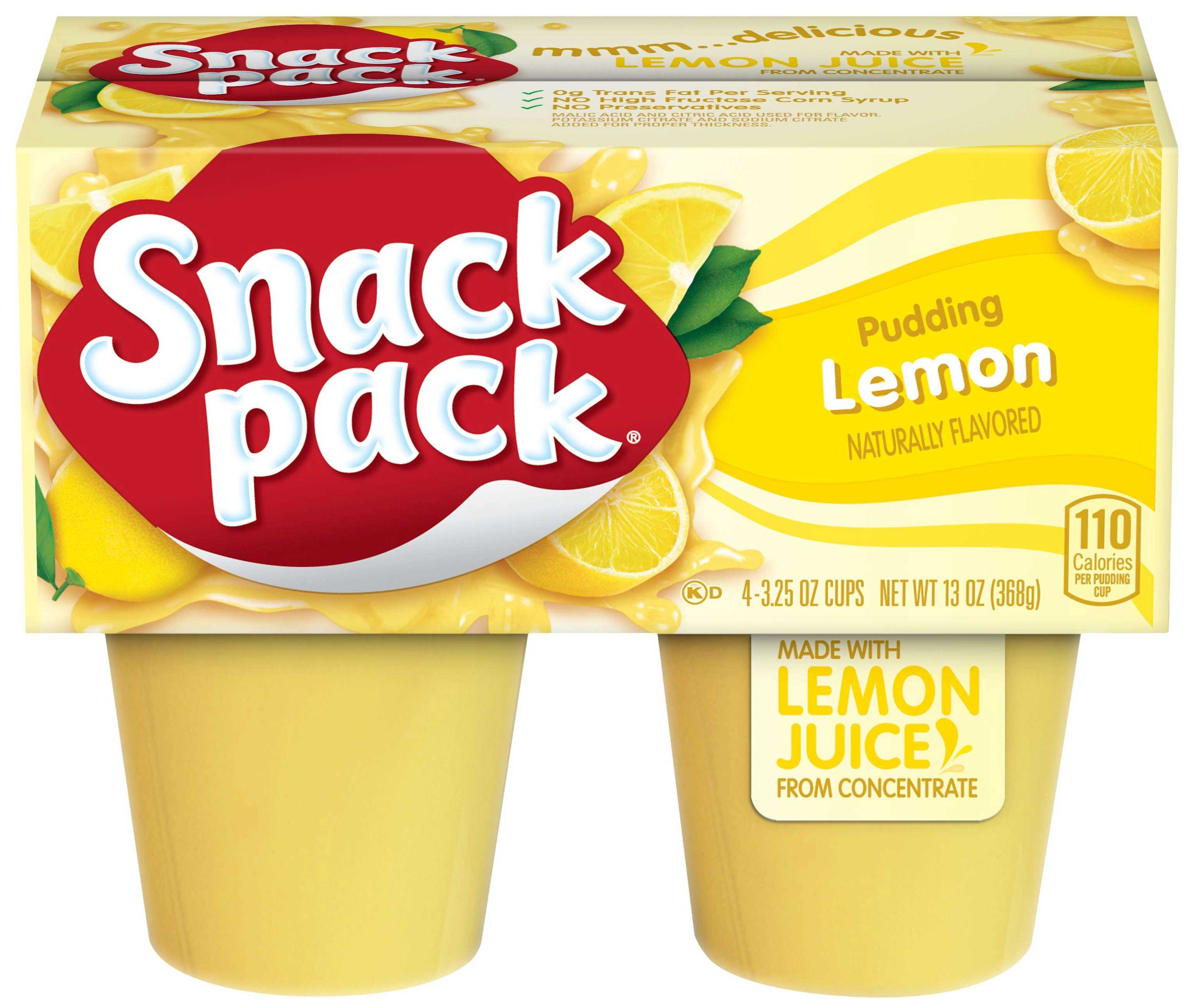 Snack Pack Lemon Pudding, 13 Ounce -- 12 per case