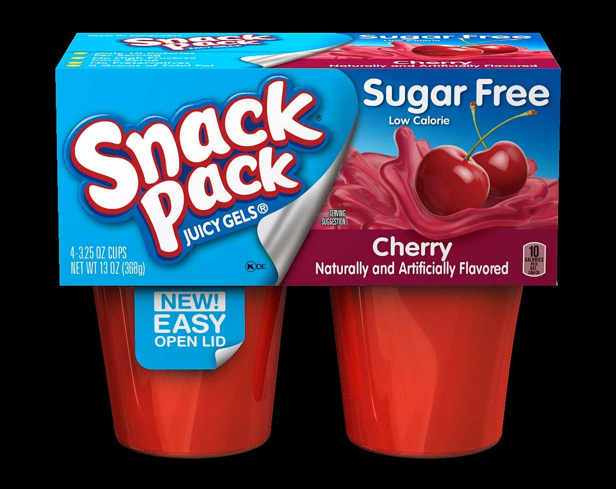 Snack Pack Sugar Free Cherry Juicy Gel, 13 Ounce -- 12 per case.
