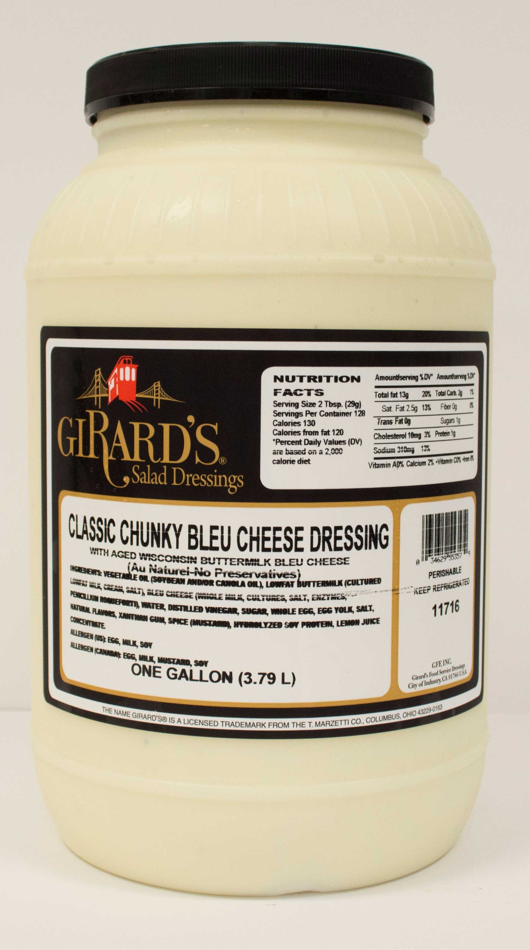 Girards Dressing Au Naturel Classic Chunky Bleu Cheese Dressing, 1 Gallon -- 2 per case.