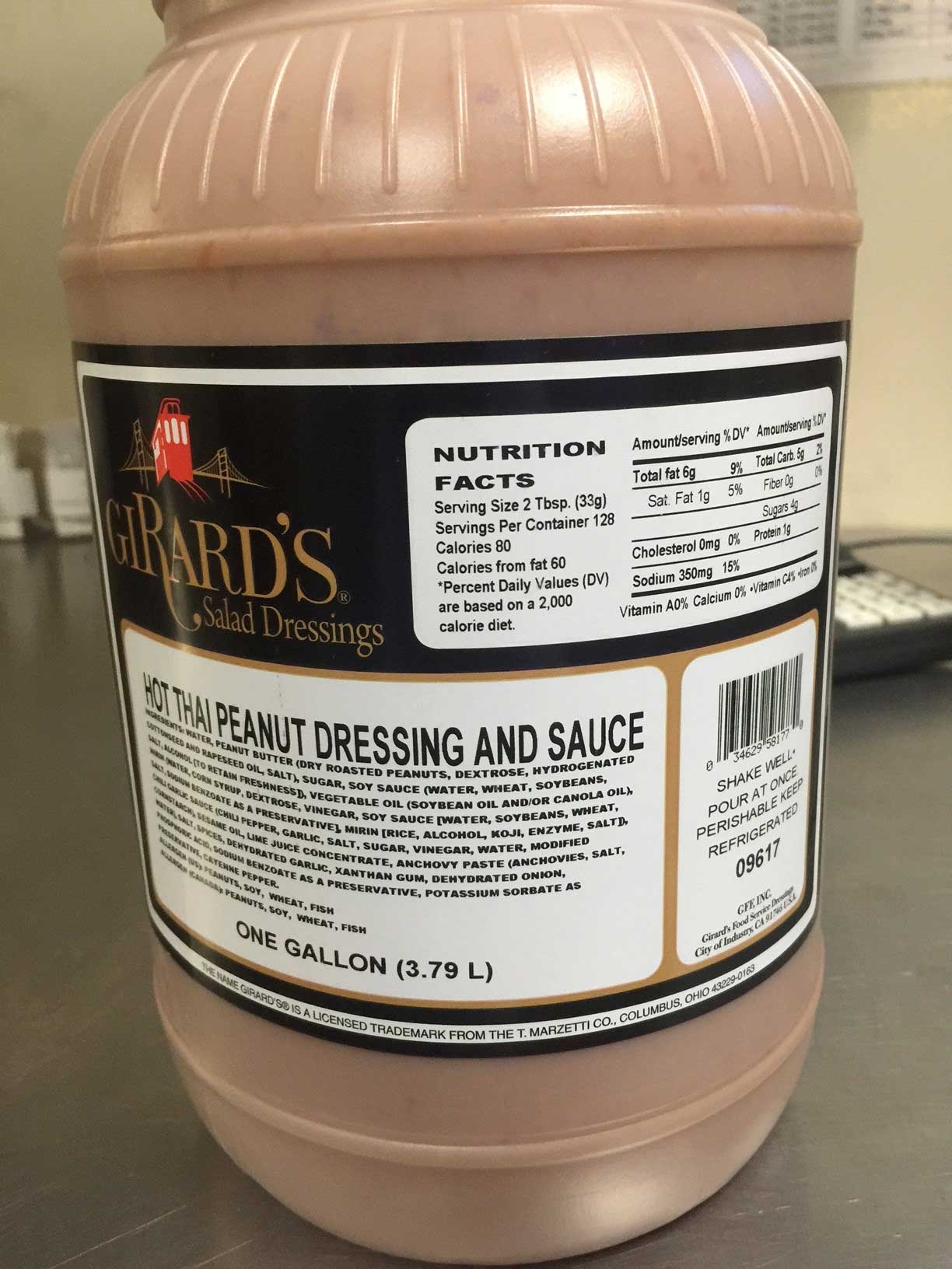Girards Dressing Hot Thai Peanut Dressing and Sauce, 1 Gallon -- 2 per case.