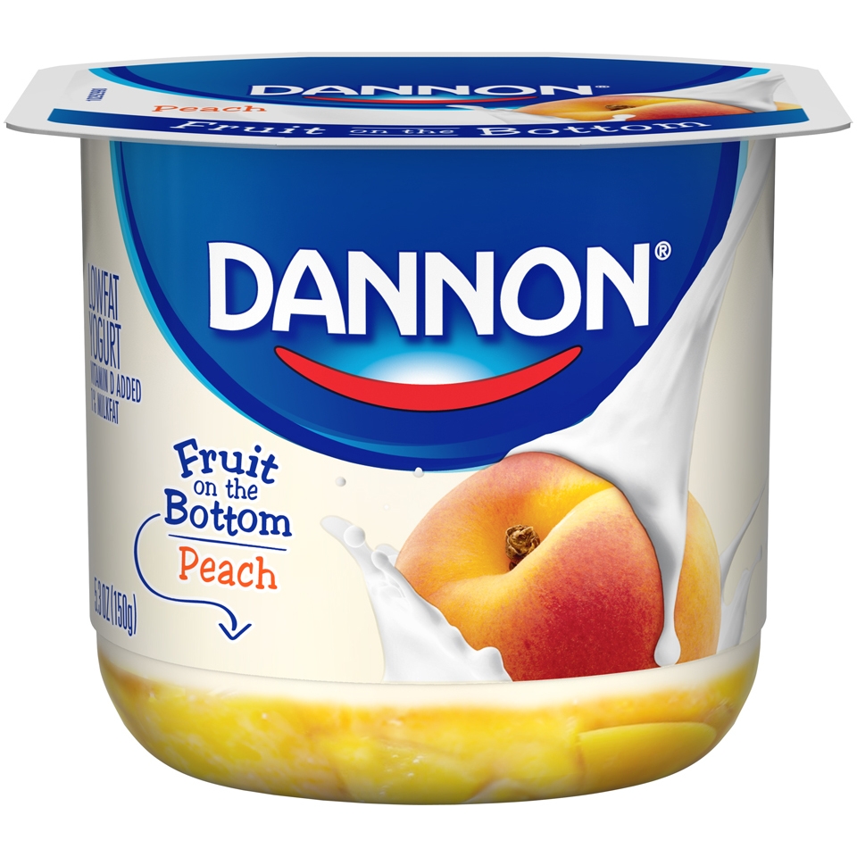 Dannon Fruit on the Bottom Peach Yogurt, 6 Ounce -- 12 per case.