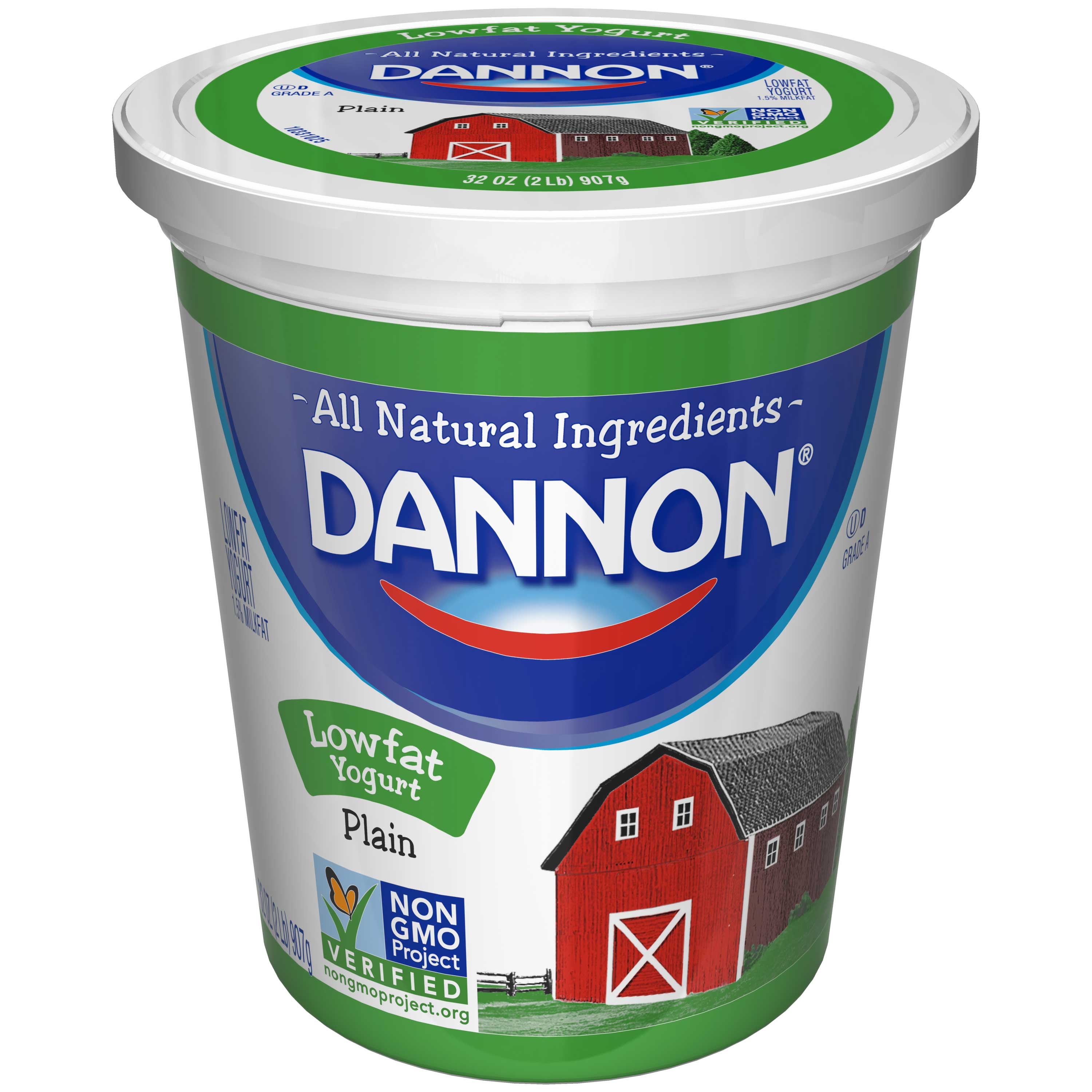 Dannon All Natural Quart Plain Lowfat Yogurt, 32 Ounce -- 6 per case.