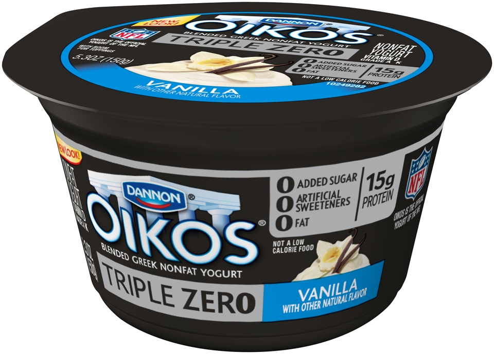 Oikos Triple Zero Vanilla Yogurt, 5.3 Ounce -- 12 per case.