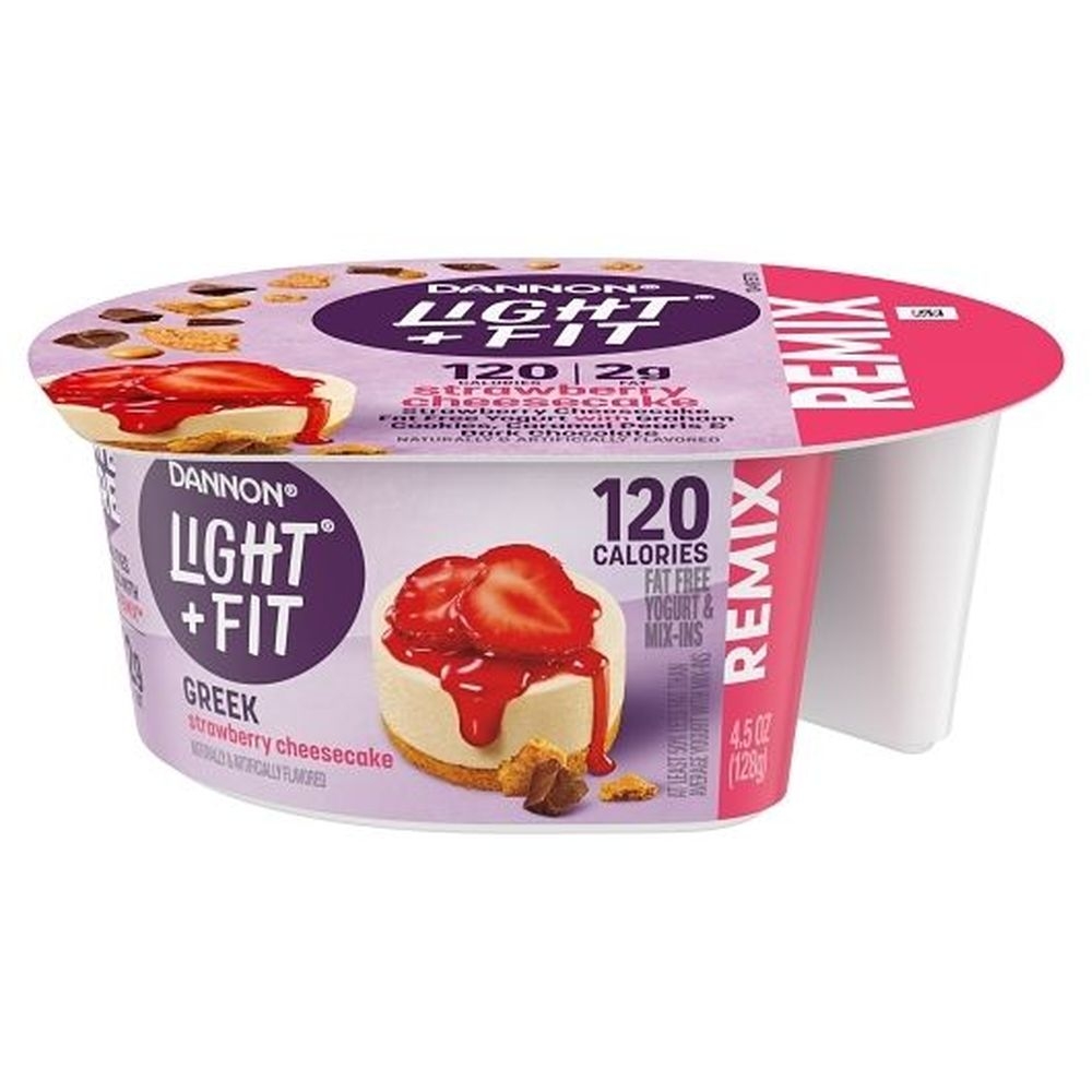 Light and Fit Strawberry Cheesecake Greek Fat Free Yogurt and Mix Ins, 4.5 Ounce -- 8 per case