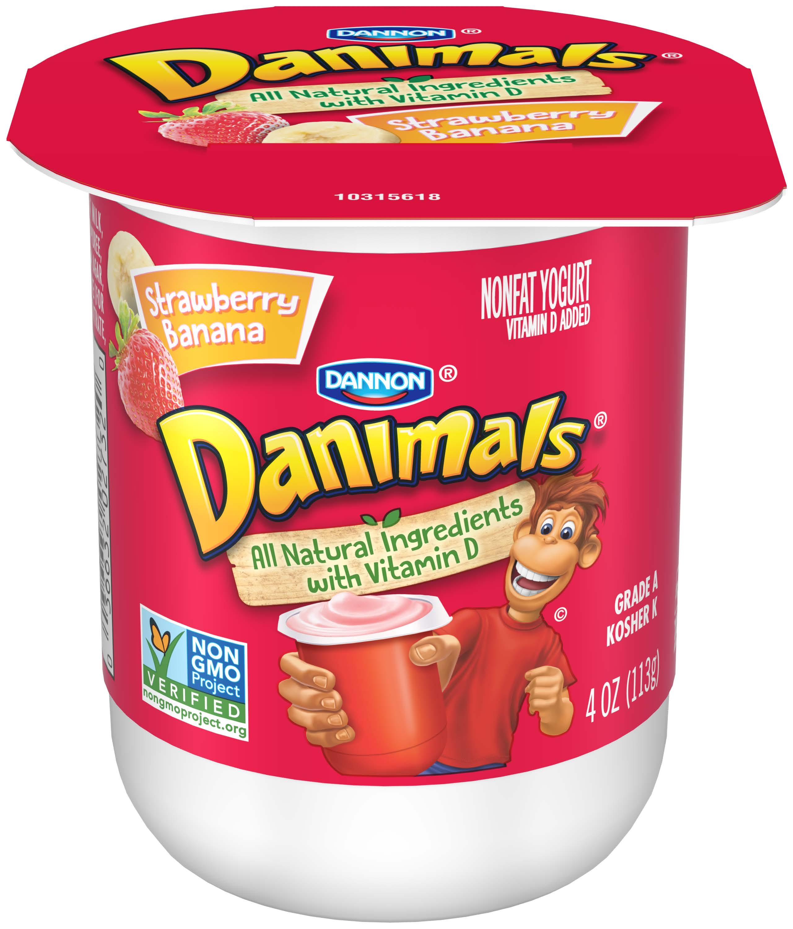 Danimals Strawberry Banana Nonfat Yogurt , 4 Ounce Cup -- 48 per case.