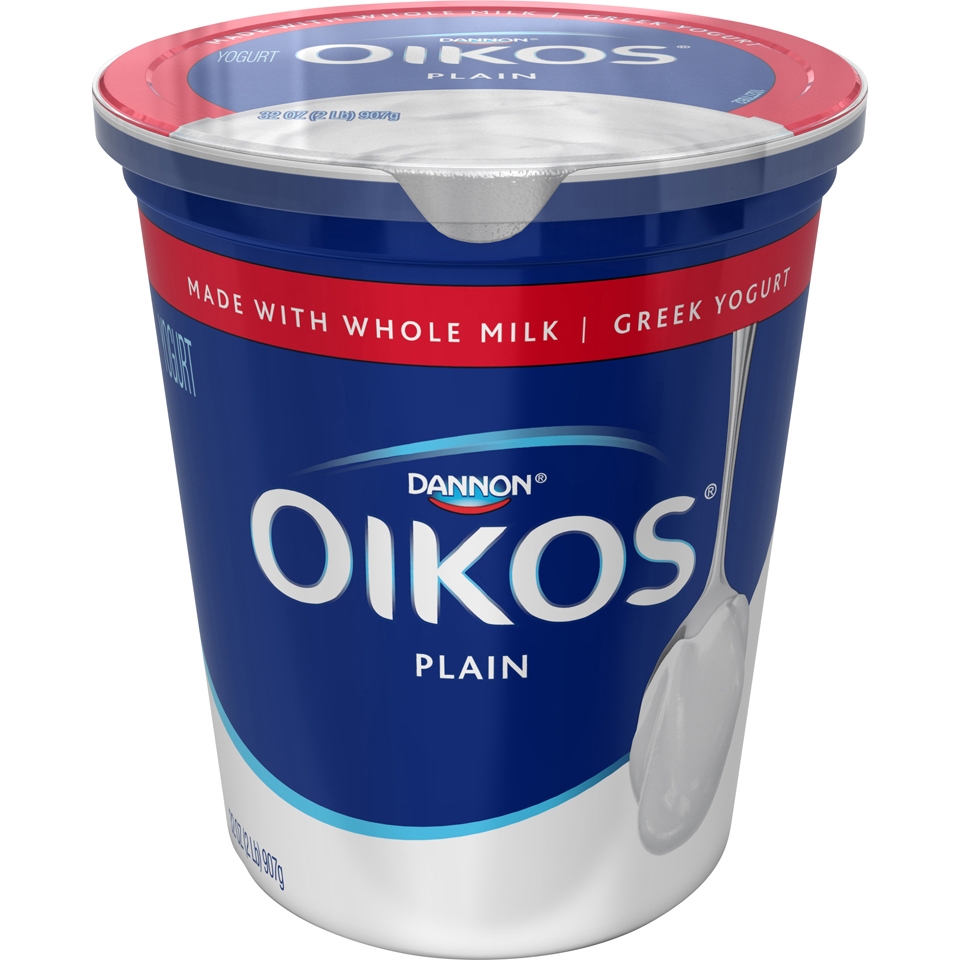 Oikos Organic Plain Whole Milk 4 Percent Fat Greek Yogurt, 32 Ounce -- 6 per case.