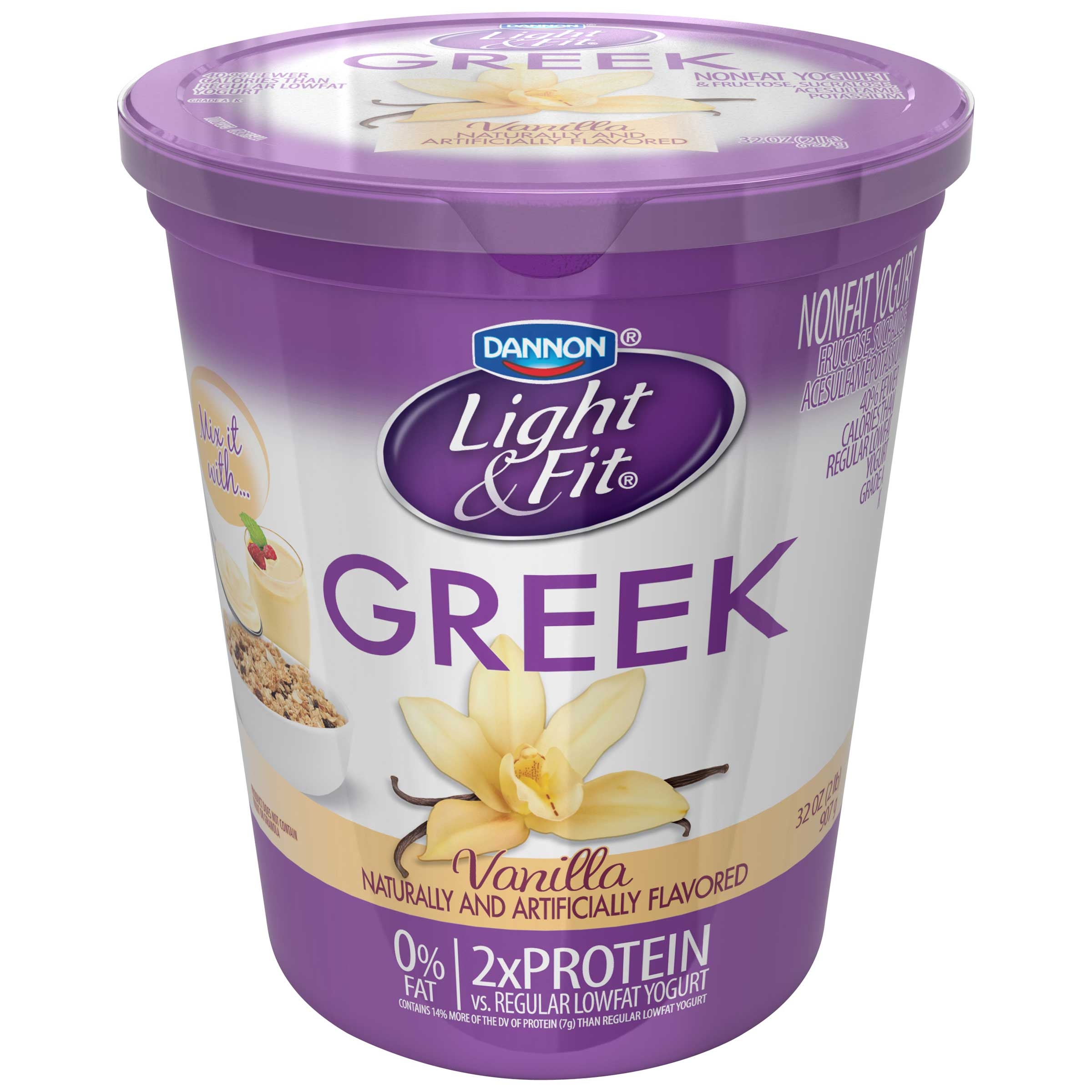 Light and Fit Greek Vanilla Non Fat Yogurt, 32 Ounce -- 6 per case.