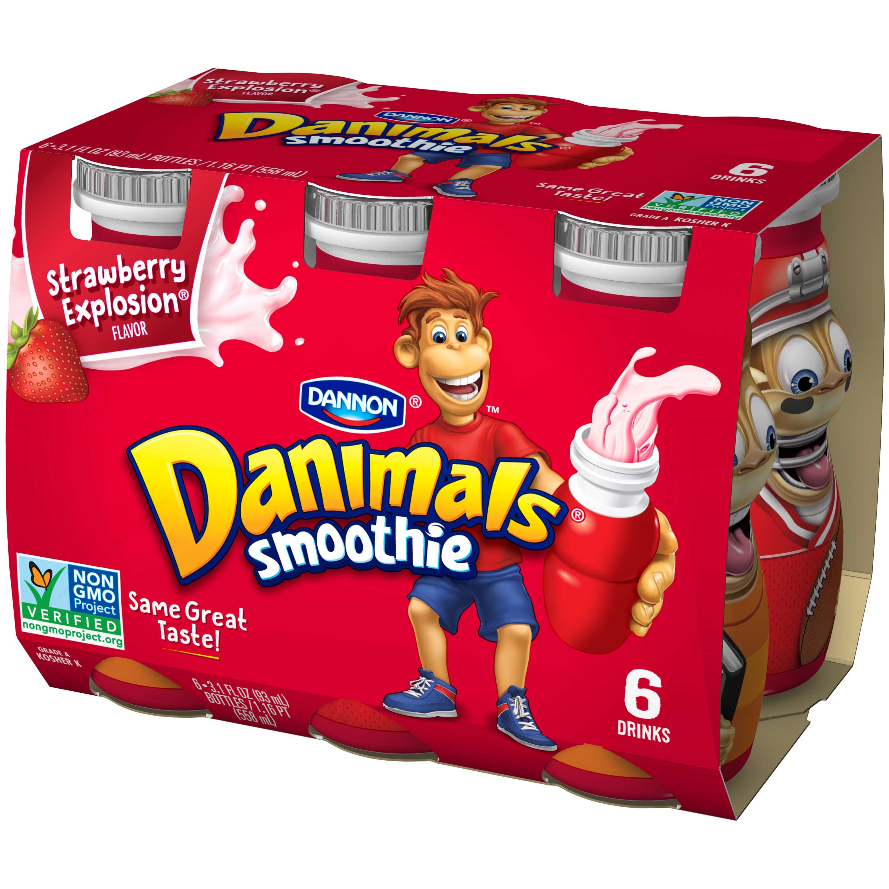 Danimals Strawberry Explosion Smoothie, 3.1 fluid ounce -- 48 per case