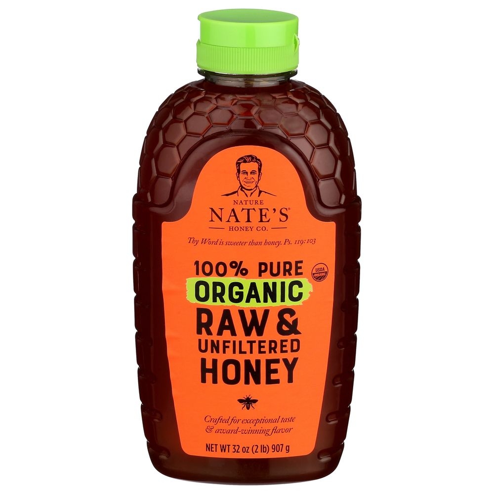 Nature Nates Organic 100 Percent Pure Raw and Unfiltered Honey, 32 Ounce -- 6 per case