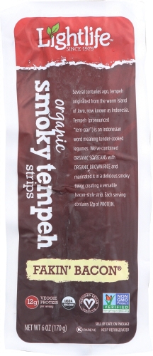 Lightlife Organic Fakin Bacon Smokey Tempeh Strips, 6 Ounce -- 12 per case