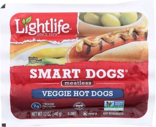Lightlife Smart Dogs Meatless Veggie Hot Dog, 12 Ounce -- 12 per case