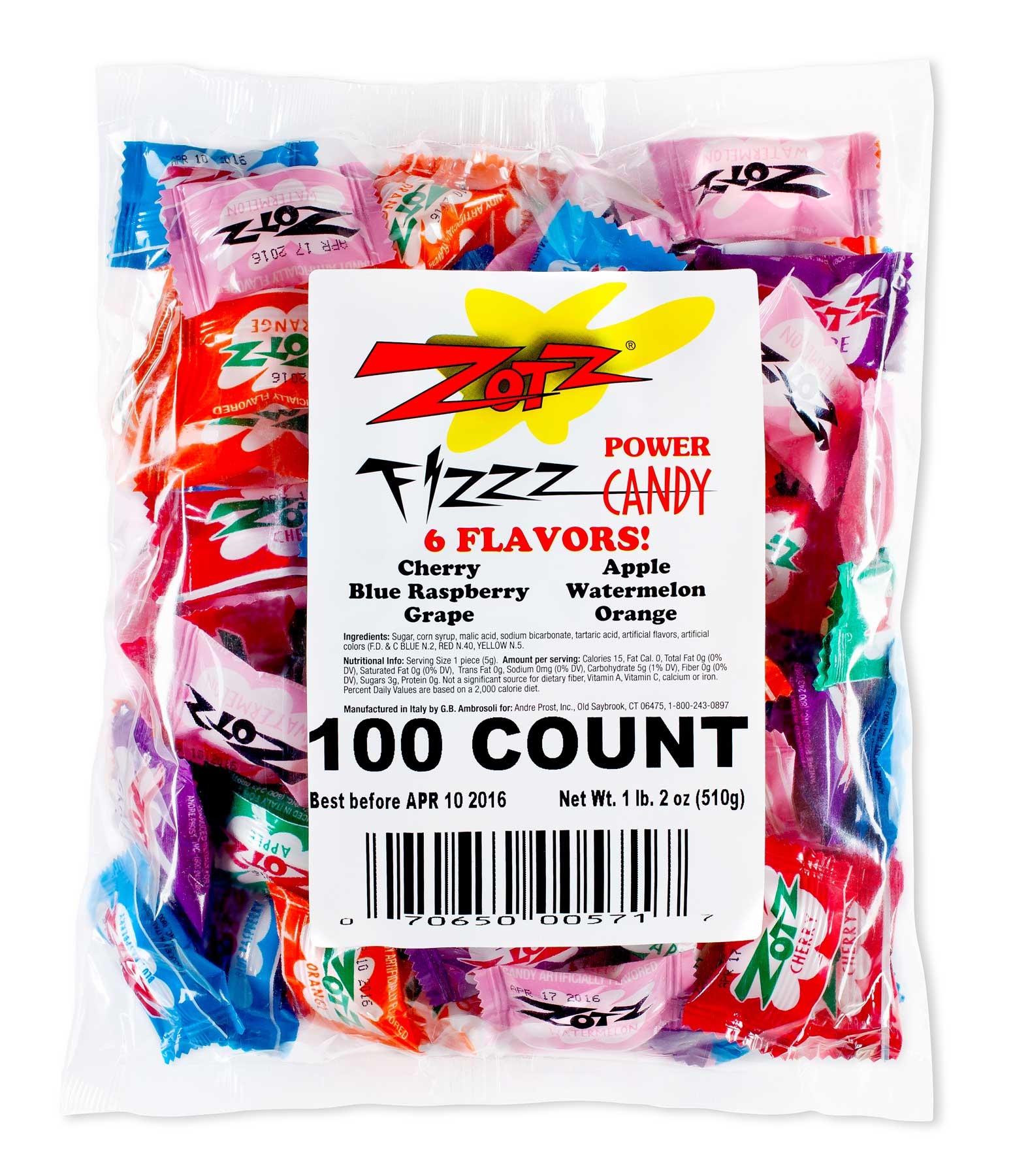 Zotz Assorted Power Candy, 1.2 Pound - 100 per pack -- 12 packs per case.