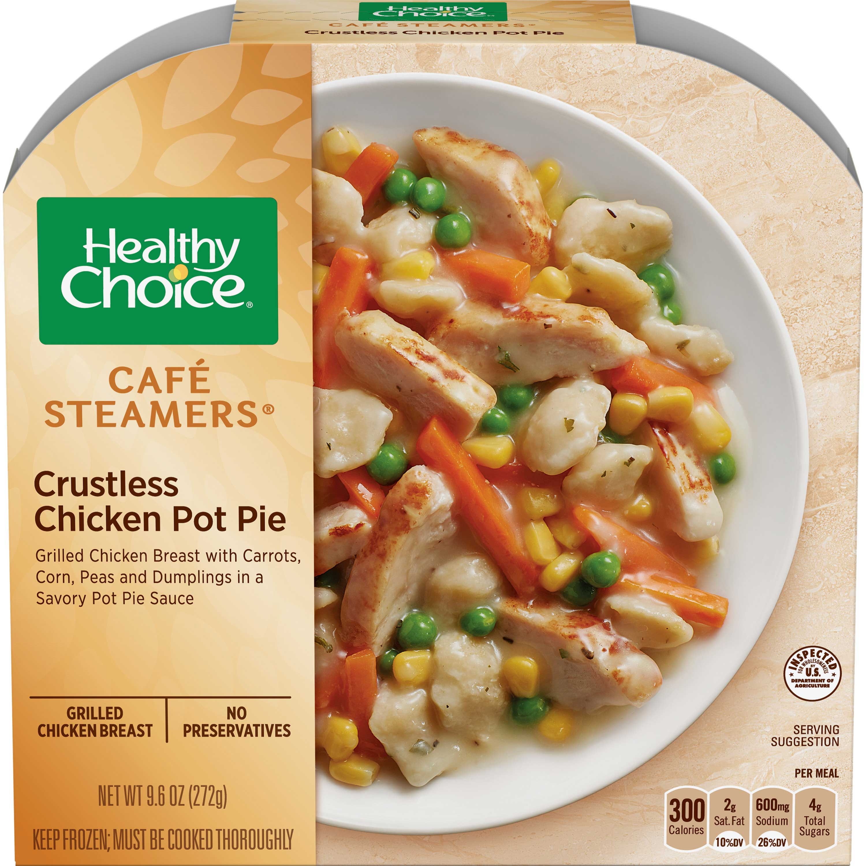 Healthy Choice Cafe Steamers Top Chef Crustless Chicken Pot Pie, 9.6 Ounce -- 8 per case.