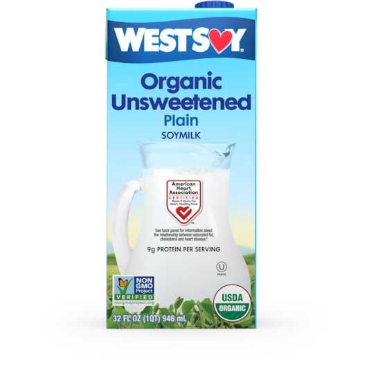 Hain Celestial Westsoy Unsweetened Original Soy Drink, 32 Ounce -- 12 per case.