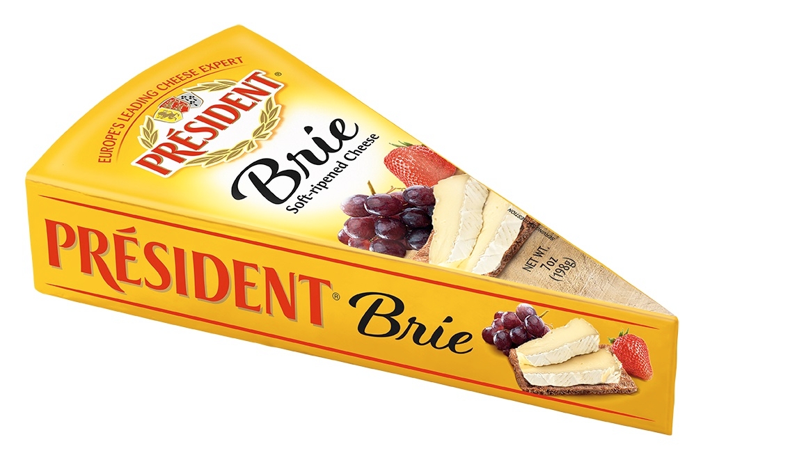 President Soft Ripened Foil Plain Brie Cheese, 3 Kilogram -- 6 per case.