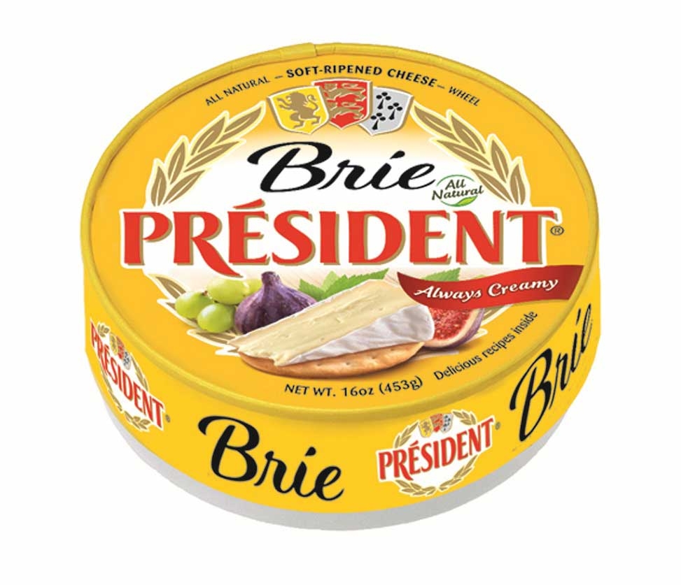President Soft Ripened Brie Cheese Wheels, 16 Ounce -- 6 per case.