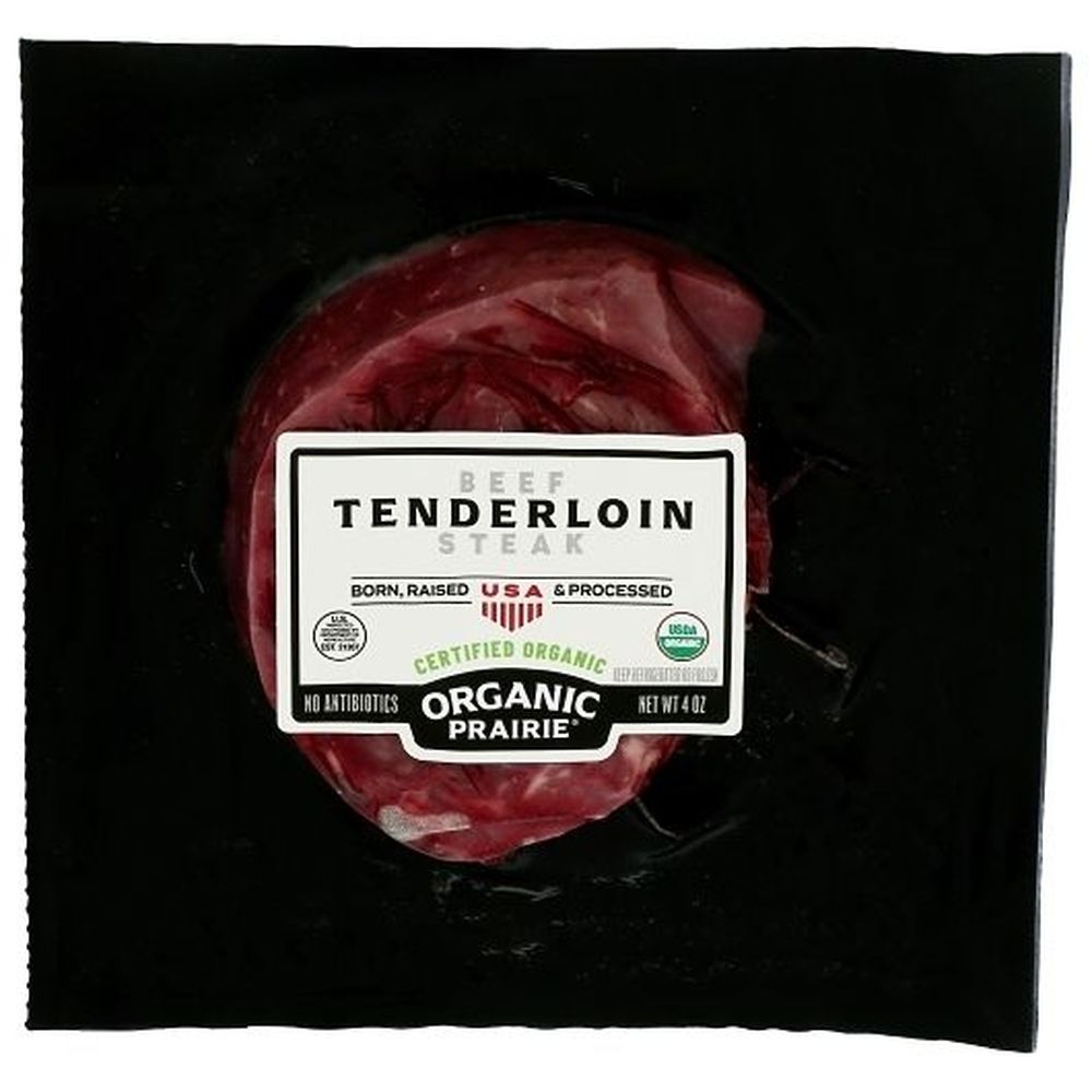 Organic Prairie Beef Ternderloin Steak, 4 Ounce -- 8 per case