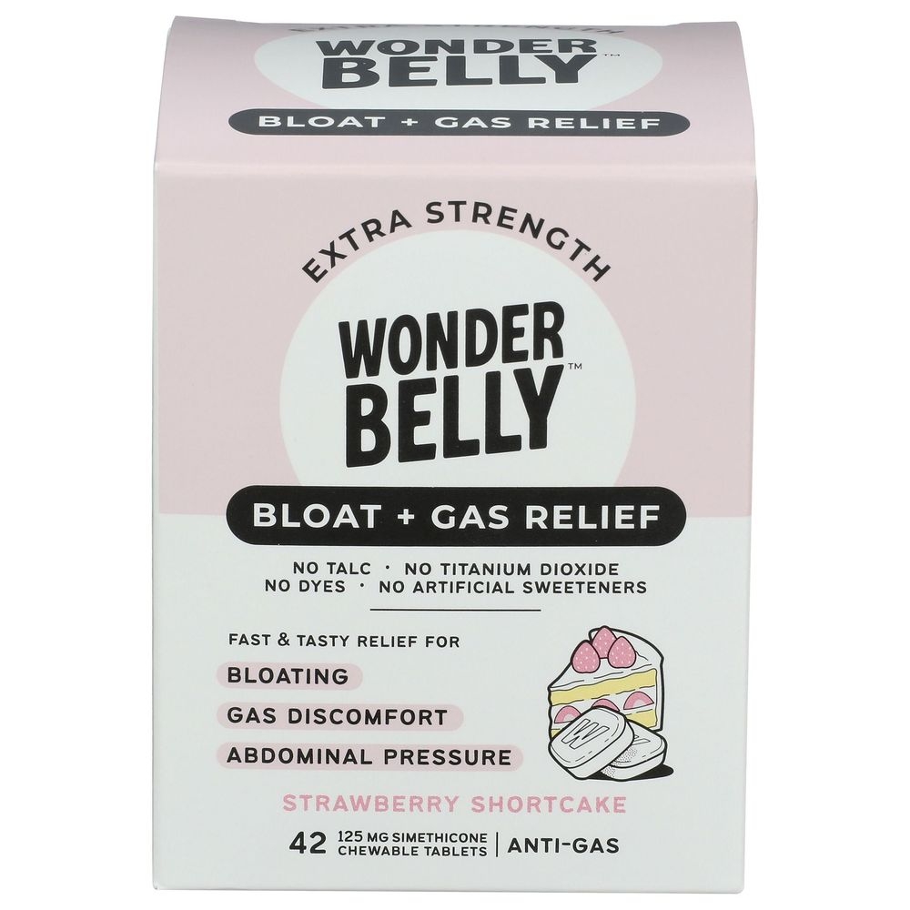 Wonder Belly Strawberry Shortcake Bloat Plus Gas Relief Tablet, 42 count