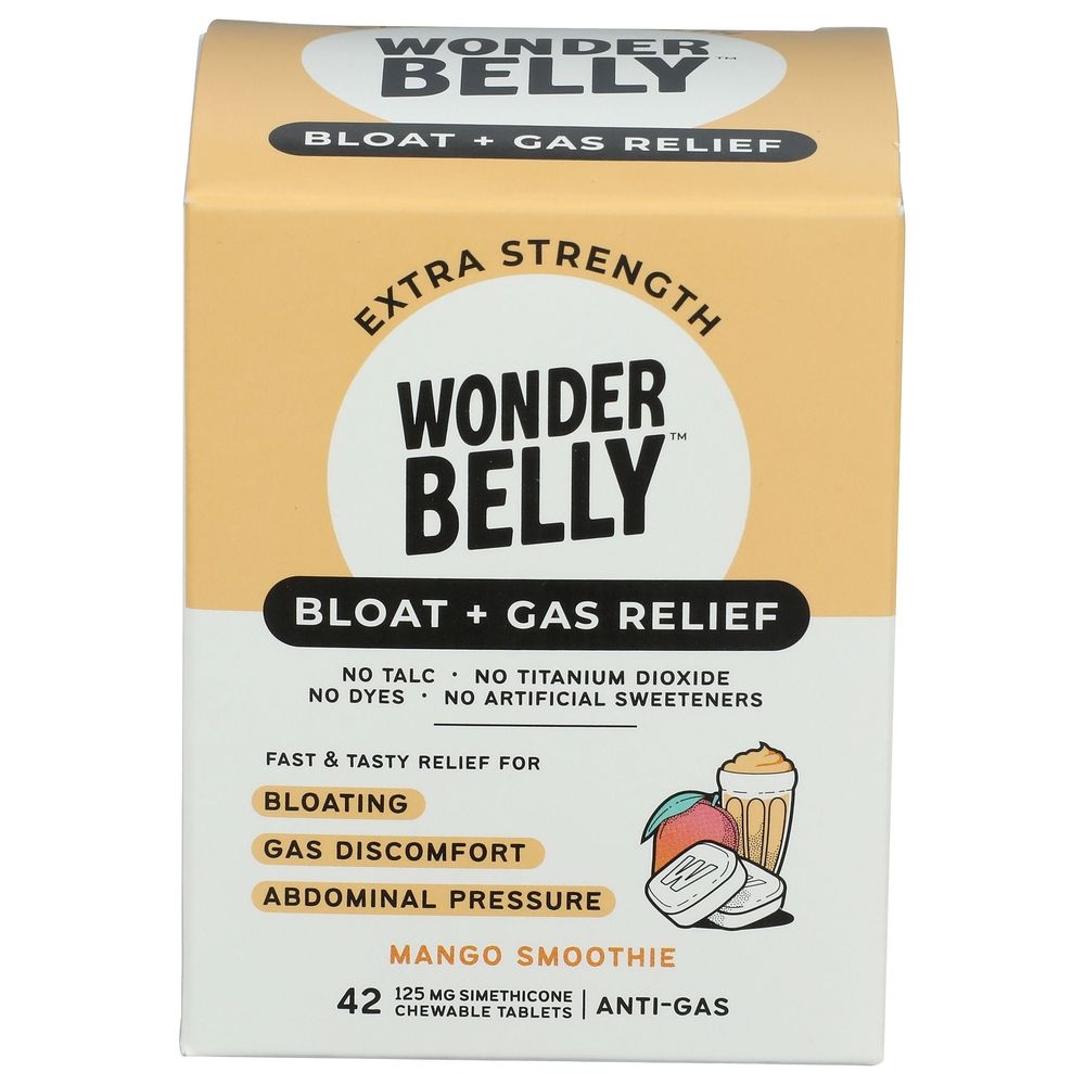 Wonder Belly Mango Smoothie Bloat Plus Gas Relief Tablet, 42 count
