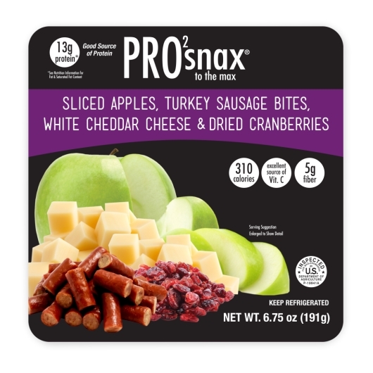 Pro2snax To The Max Sliced Apples Turkey Sausage Bites White Cheddar and Dried Cranberries, 6.75 Ounce -- 3 per case