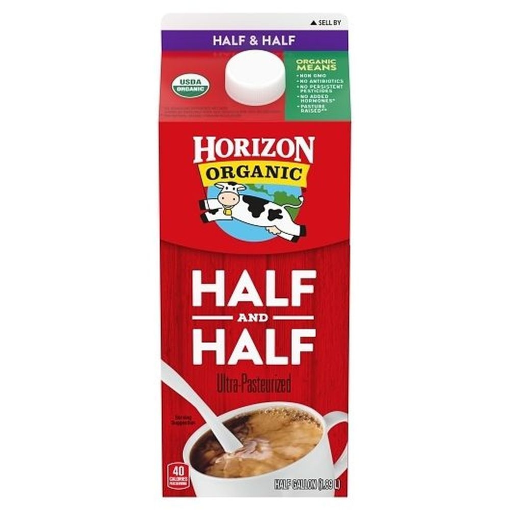 Horizon Organic Ultra Pasteurized Half and Half, 64 Ounce -- 6 per case