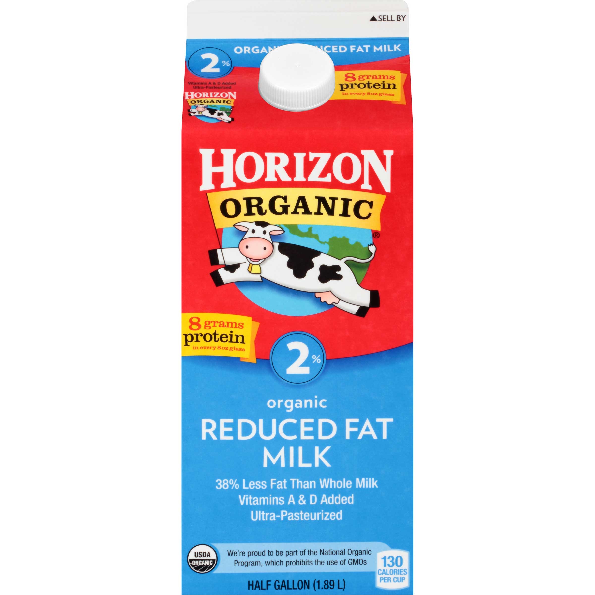 Horizon Organic 2 Percent Reduced Fat Milk, 64 Ounce -- 6 per case.