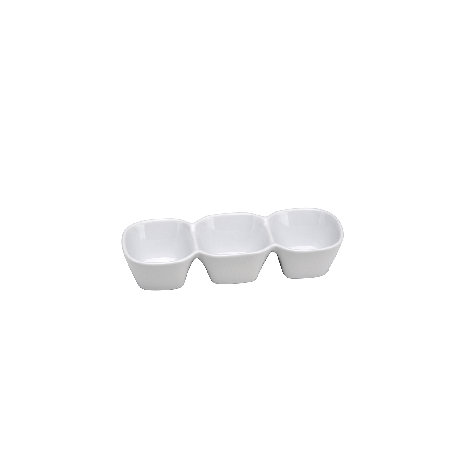 Buffalo Bright White Ware Rolled Edge Undecorated Triple Bowl -- 36 per case.