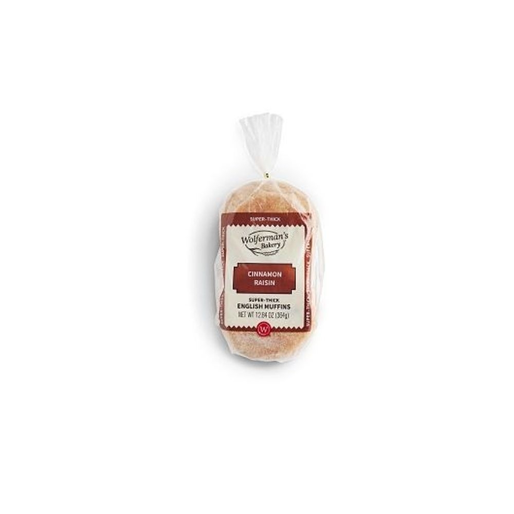 Wolfermans Super Thick Cinnamon Raisin English Muffin, 4 count -- 12 per case