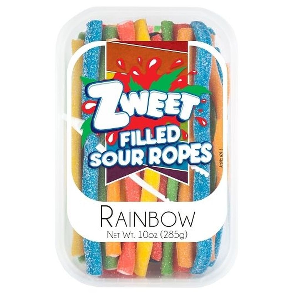 Zweet Rainbow Sour Ropes Candy, 10 Ounce - 24 per case