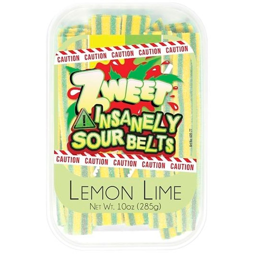 Zweet Insanely Lemon Lime Sour Belts Chew Candy, 10 Ounce -- 24 per case