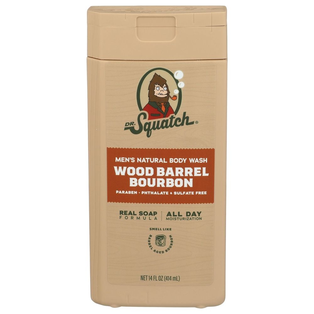 Dr Squatch Mens Natural Wood Barrel Bourbon Body Wash, 14 Ounce