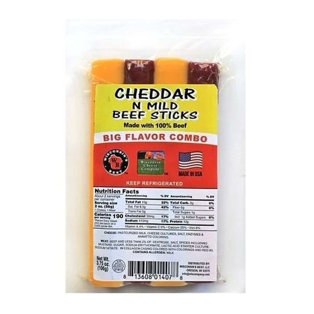 Wisconsins Best Cheddar N Beef Stick, 3.75 Ounce -- 48 per case