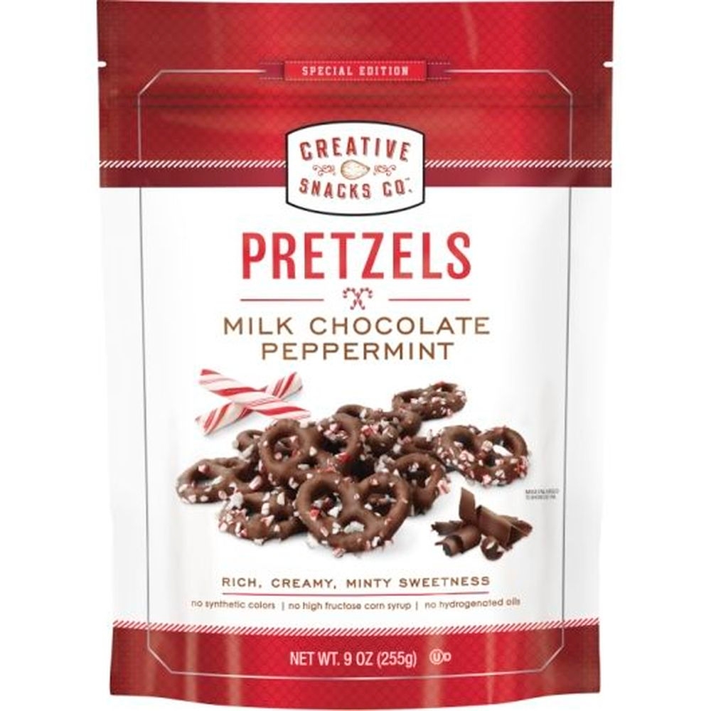 Creative Snacks Milk Chocolate Peppermint Pretzels, 9 Ounce -- 6 per case