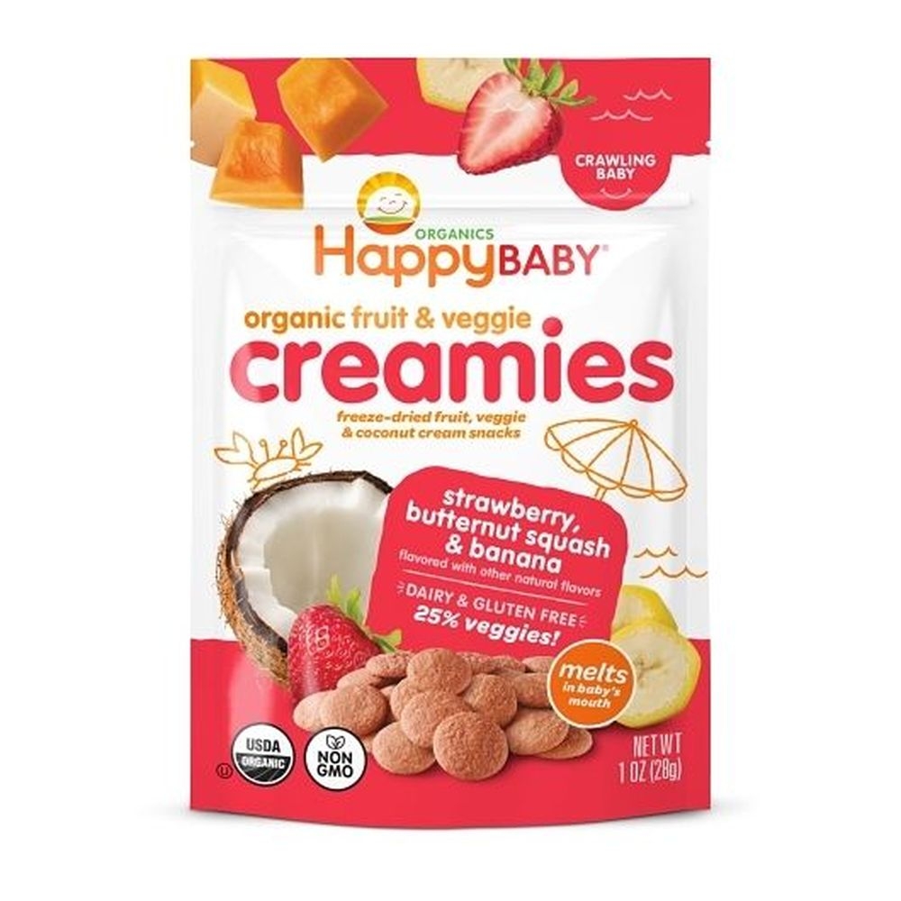 Happy Baby Organic Strawberry Butternut Squash and Banana Fruit and Veggie Creamies, 1 Ounce -- 8 per case