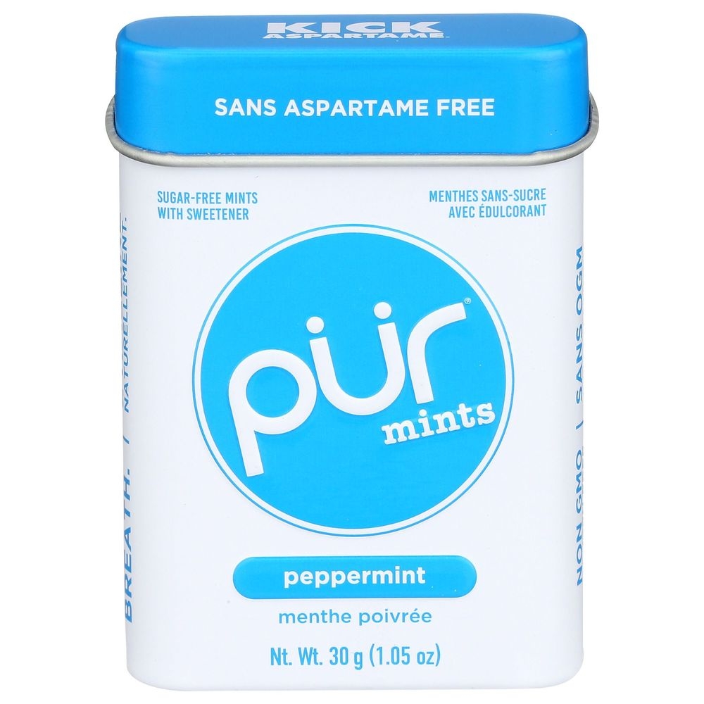 Pur Peppermint Mints, 1.05 Ounce Tin -- 12 per case
