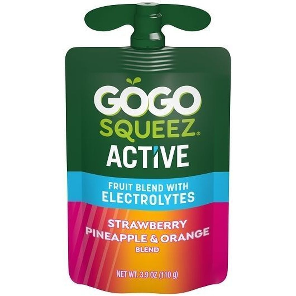 Gogo Squeez Active Strawberry Pineapple Orange Fruit Blend, 3.9 Ounce -- 40 per case