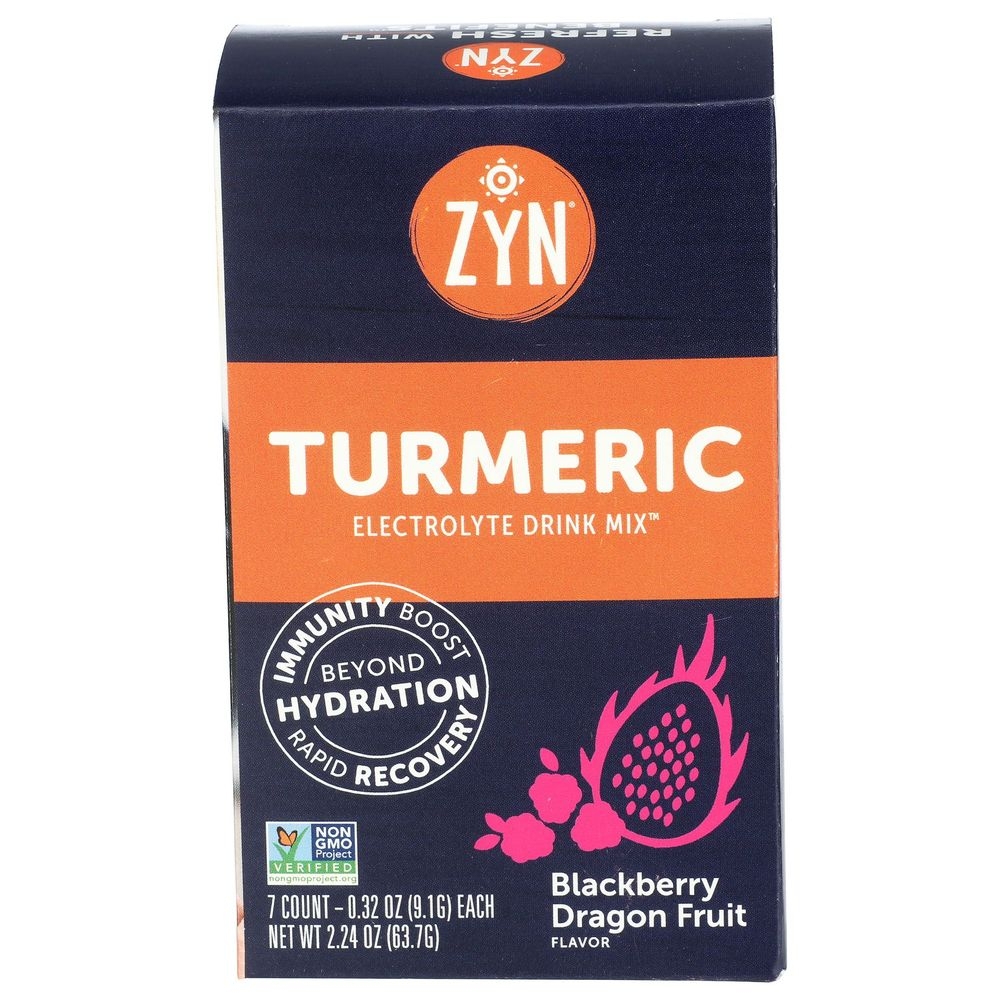 Zyn 0.32 Ounce Blackberry Turmeric Electrolyte Drink Mix, 7 count -- 8 per case