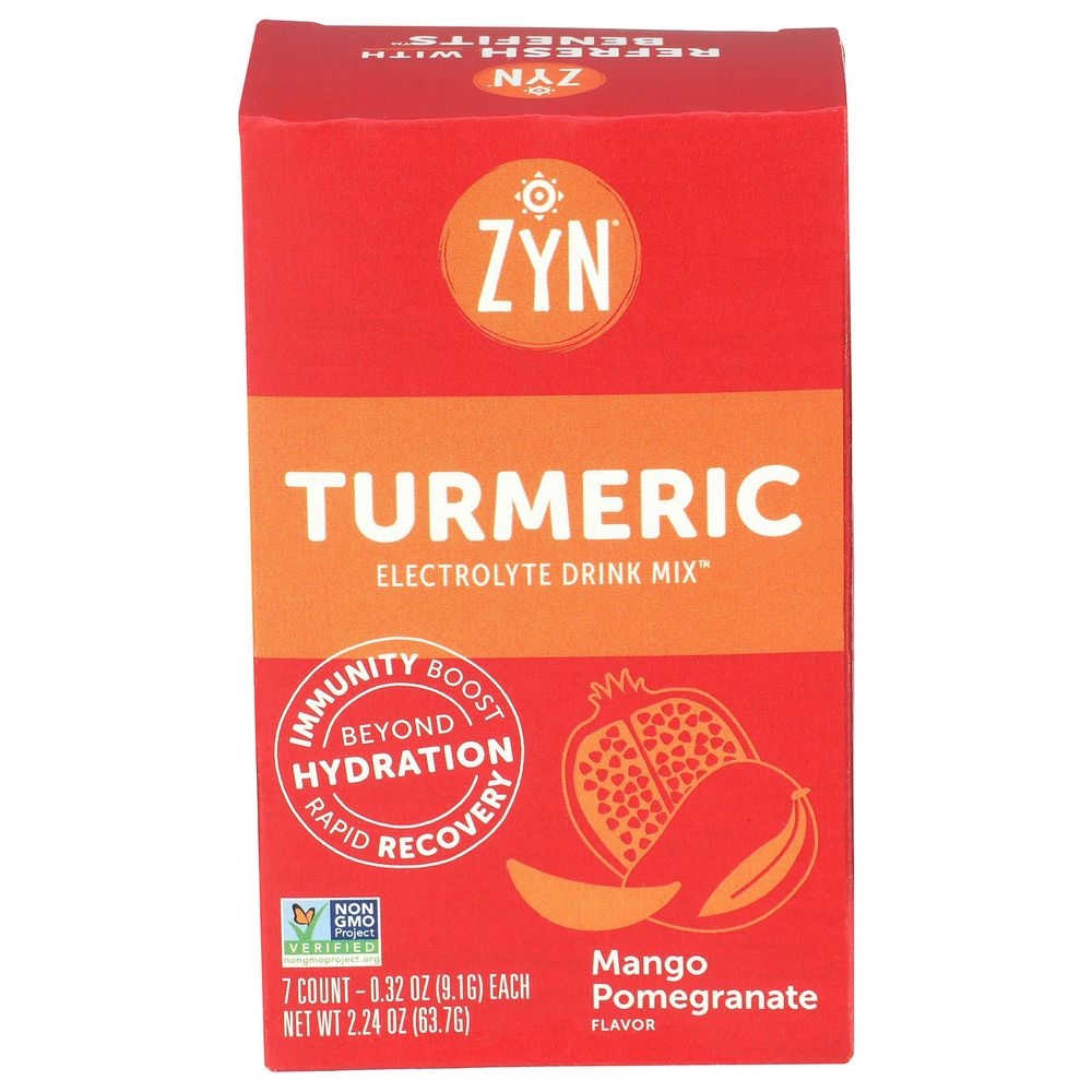 Zyn 0.32 Ounce Mango Pomegranate Turmeric Electrolyte Drink Mix, 7 count -- 8 per case
