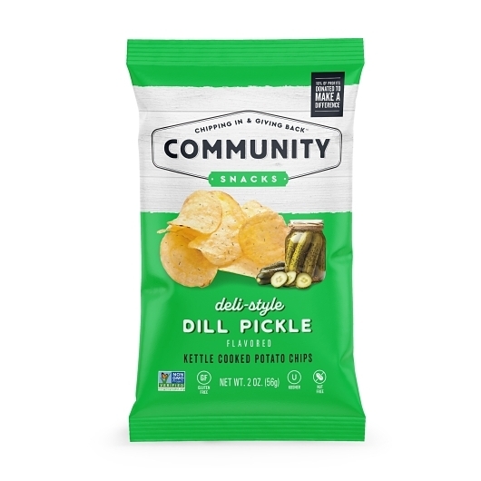 Community Snacks Gluten Free Vegan Dill Pickle Kettle Chips, 2 Ounce -- 25 per case
