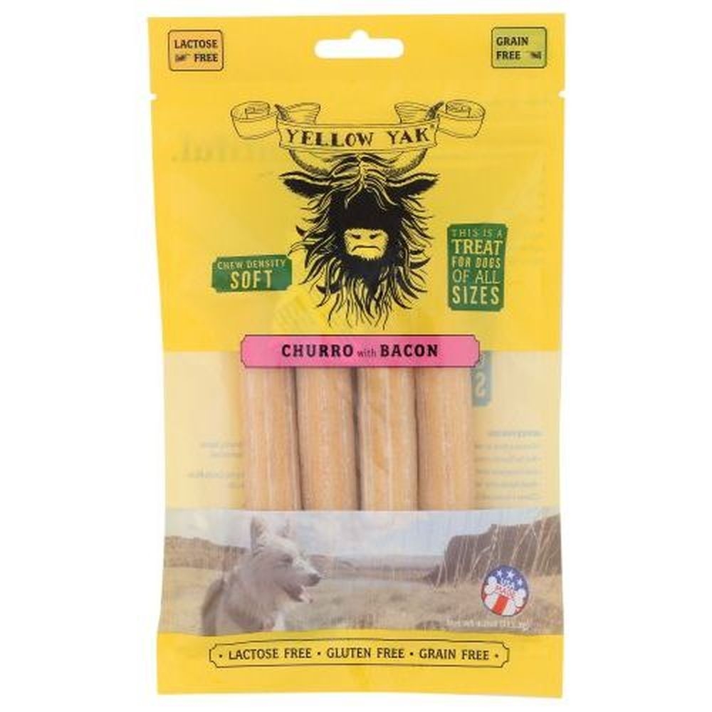 Yellow Yak Churro with Bacon Soft Dog Dental Chews, 4 Ounce -- 6 per case