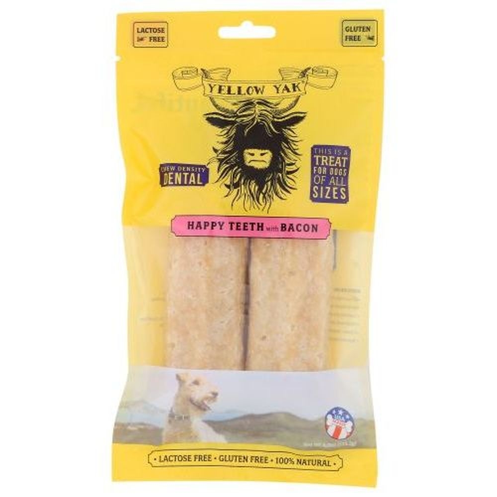 Yellow Yak Happy Teeth with Bacon Dog Dental Chews, 4 Ounce -- 5 per case