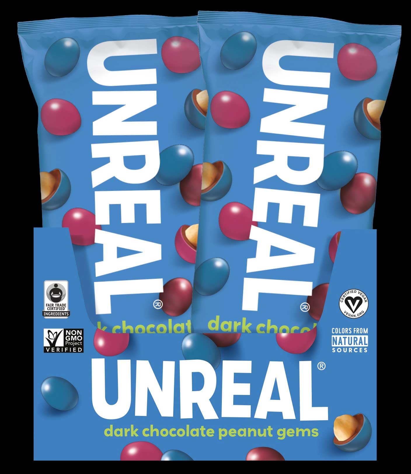 Unreal Dark Chocolate Peanut Gem Candy, 1.5 Ounce -- 72 per case.