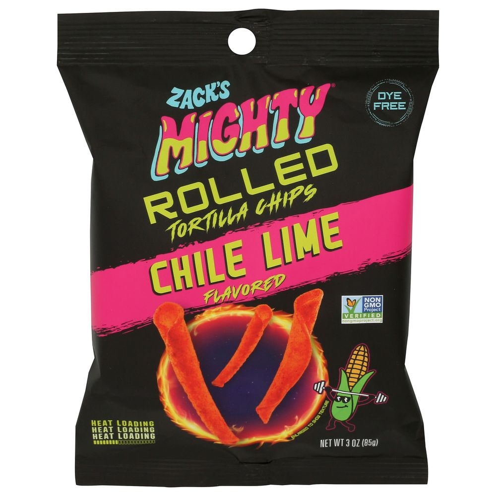 Zacks Mighty Chile Lime Rolled Tortilla Chips, 3 Ounce -- 12 per case