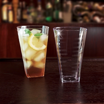 Yoshi Ware Emi Square Clear Extra Heavy Weight Plastic Tumbler, 16 Ounce - 14 per pack -- 12 packs per case.