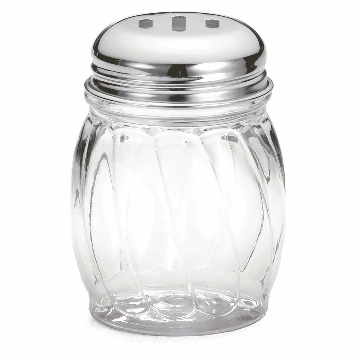 Tablecraft Swirl Plastic Shaker with Chrome Plated Metal Slotted Top, 6 Ounce Capacity -- 24 per case