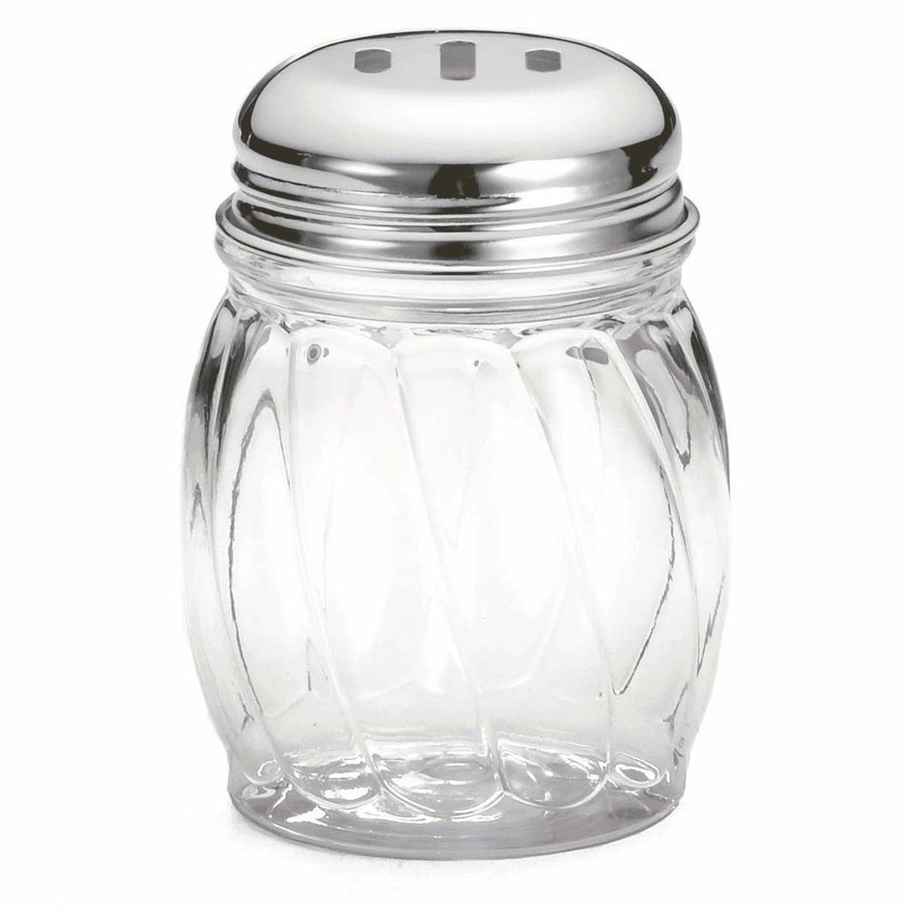 Tablecraft Swirl Plastic Shaker with Chrome Plated Metal Slotted Top, 6 Ounce Capacity -- 24 per case
